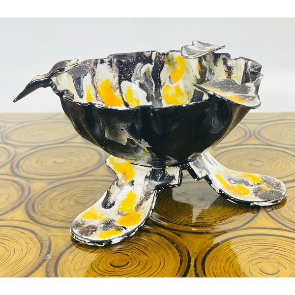 Vintage 1970s footed ashtray, wrought iron, free form brutalist shape - Picture 4 of 10